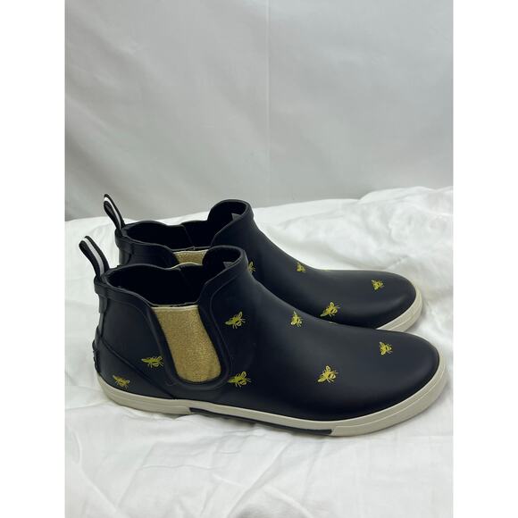 Joules Women’s Size 10 Black Yellow Rain Booties Bumble Bee Print Waterproof - Picture 5 of 9